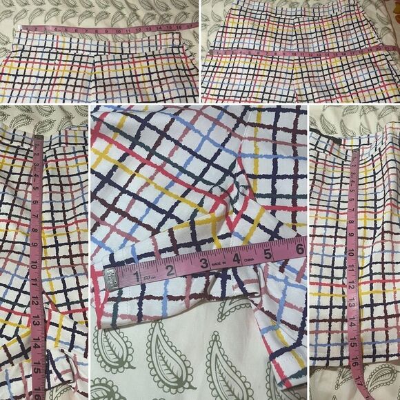 Modcloth High Waist Party Streamers Shorts Blue Pink Rainbow Plaid 12 NWT - Picture 12 of 12